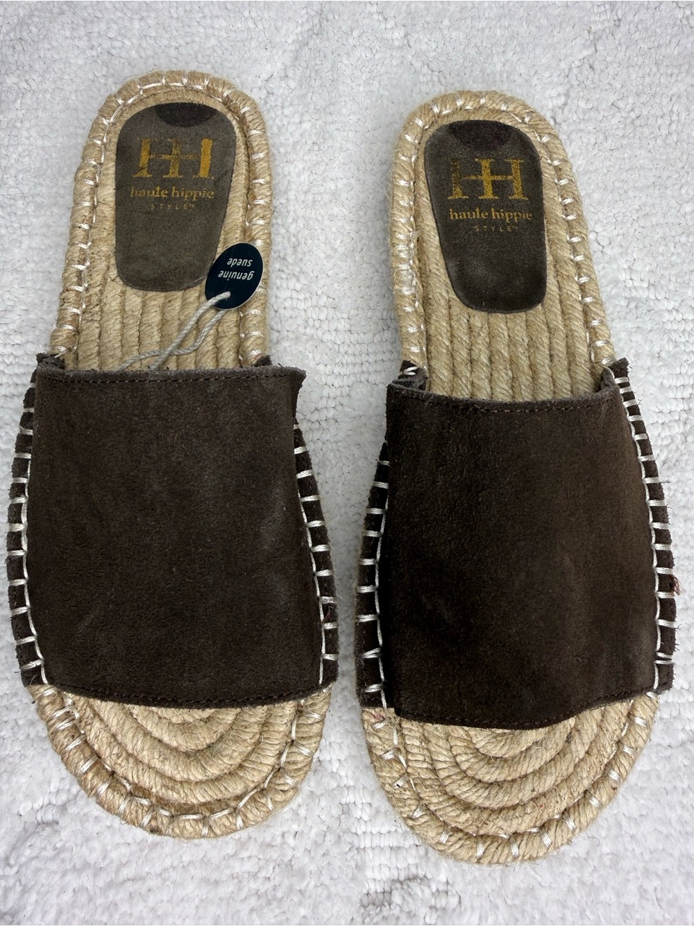 Haute Hippie Brown Genuine Suede Espadrille Slide Sandals Women’s 8M